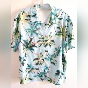 Shein Women's Hawaiian Floral Tropical Shirt Palm Trees Colorful Large Chest 40"